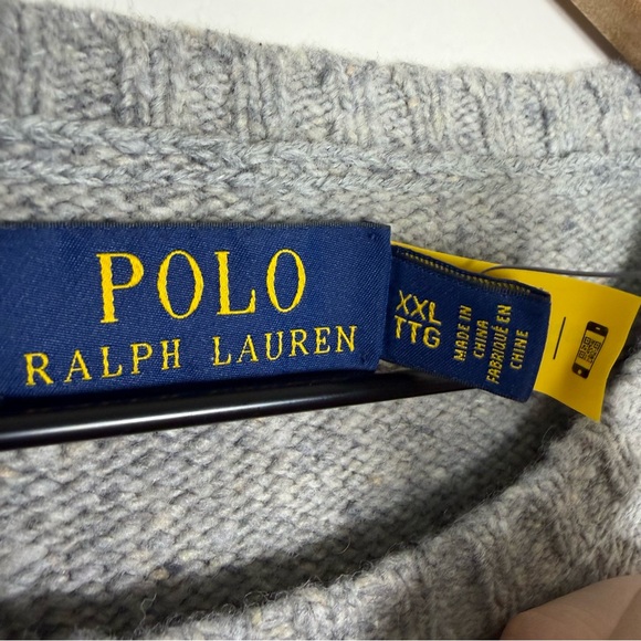 NWT Polo Ralph Lauren Speckled Crewneck Wool Blend Men's Size XXL Preppy Logo - Picture 6 of 7